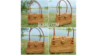 ladies fashion handmade natural grass ata rattan tote handbag bali